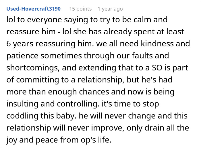 Comment discussing trust issues and the husband wanting to install CCTV due to unexplained scratches on wife&rsquo;s back.