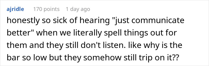 Screenshot of a social media comment expressing frustration about men not following relationship communication patterns.