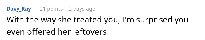 Comment discussing surprise at someone offering Thanksgiving leftovers to an entitled guest who left without saying goodbye. Comment discussing surprise at someone offering Thanksgiving leftovers to an entitled guest who left without saying goodbye.