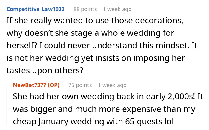 Conversation about wedding venue demands and changes causing conflict, with mention of weddings stuck in a storm situation.
