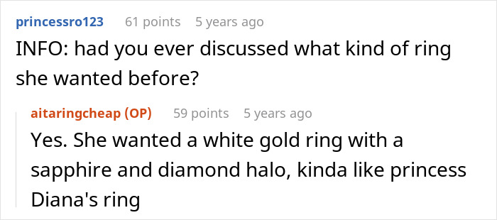 Conversation about choosing a white gold sapphire and diamond halo ring, related to refuse buying engagement ring. Conversation about choosing a white gold sapphire and diamond halo ring, related to refuse buying engagement ring.
