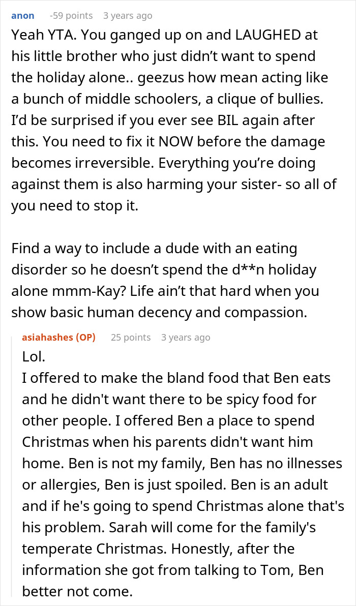 Online discussion about picky eater demanding brother&rsquo;s in-laws change entire Christmas menu and facing backlash from family.