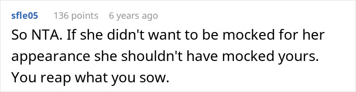 User comment saying a girl crying after roasting a friend with insults, emphasizing consequences of mocking appearance.