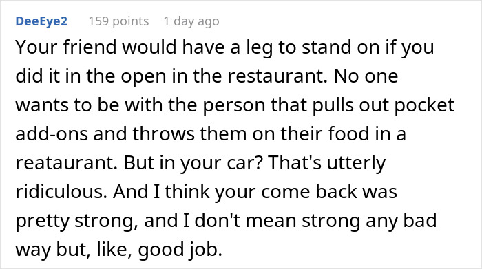 Comment discussing a friend showing true colors at the McDonald&rsquo;s drive thru and cutting contact afterward.