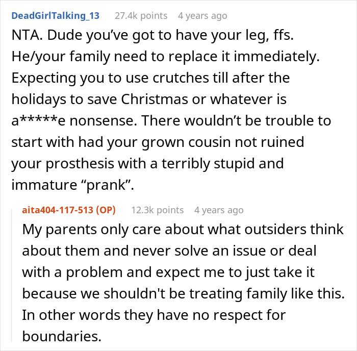 Reddit conversation about a man demanding cousin pay for his cruel prank and the aunt&rsquo;s unexpected reaction.