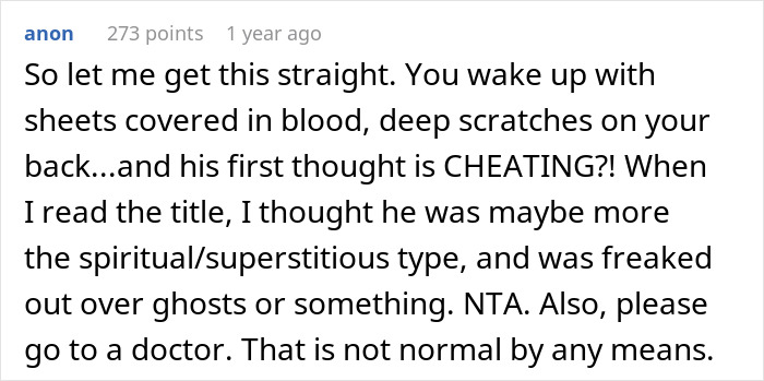 Comment discussing scratches on back and trust issues leading to desire for CCTV installation at home.