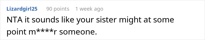 Comment warning about a violent sister, reflecting a teen living in fear of his sibling&rsquo;s aggression.