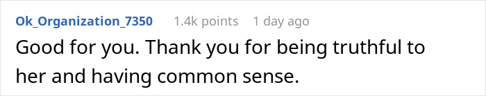 Comment text praising someone for being truthful and having common sense in a discussion about MIL&rsquo;s plan to make bride look ugly in wedding illustration backfiring.