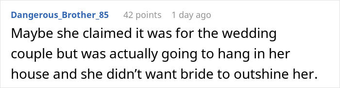 Comment discussing MIL&rsquo;s plan to make bride look ugly in wedding illustration backfiring when artist catches on.