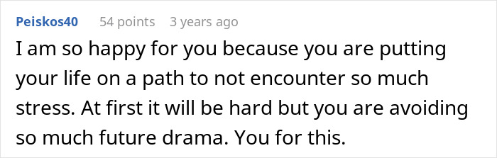 Comment praising someone for avoiding future drama by putting their life on a positive path despite initial difficulties.
