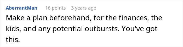 Comment on a parenting forum, advising to plan ahead for finances, kids, and outbursts during babysitting.