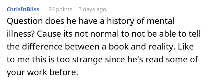 Reddit user seeks advice after boyfriend calls police over contents of her novel, questioning his mental state.