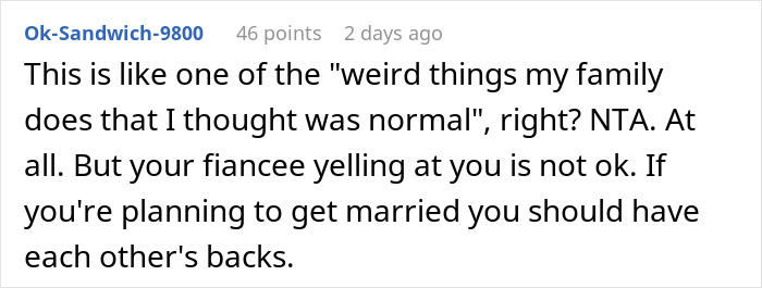 Man eating a baked potato his way, reacting confused as fianc&eacute;e&rsquo;s mother expresses disgust at his eating style.