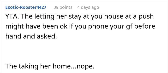 Screenshot of a Reddit comment criticizing a guy who goes above and beyond for his ex, upsetting his current partner.