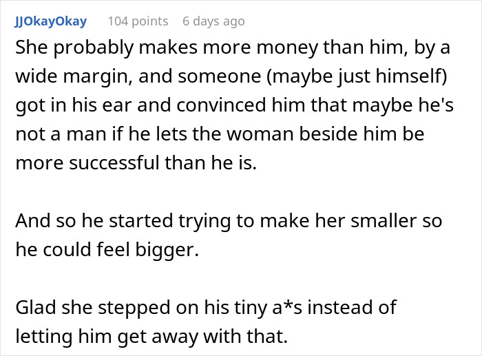 Comment discussing a guy mocking girlfriend for playing video games to unwind, questioning ladylike behavior.