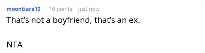 Screenshot of an online comment discussing a boyfriend laughing off claims about his girlfriend spending to prove herself.