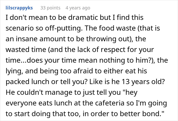 Woman upset with boyfriend throwing away cooked lunches, expressing frustration over food waste and dishonesty in relationship.