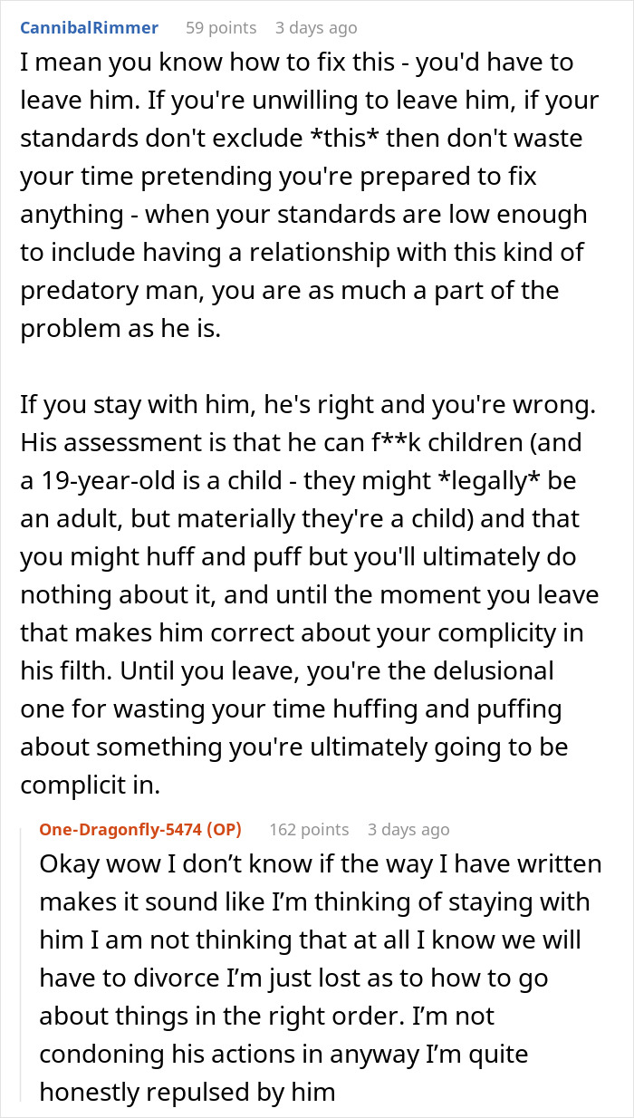 Screenshot of an online discussion about a man unsure if affair partner&rsquo;s baby is his child or grandchild.