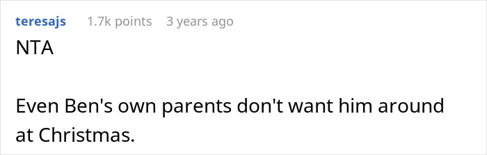 Reddit comment discussing picky eater demanding brother&rsquo;s in-laws change entire Christmas menu, facing a reality check.