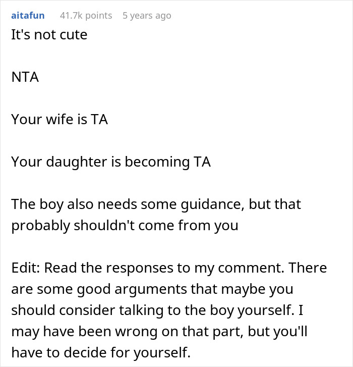 Reddit comment discussing a dad calling out wife after teaching their daughter to treat boyfriend like a personal ATM. Reddit comment discussing a dad calling out wife after teaching their daughter to treat boyfriend like a personal ATM.