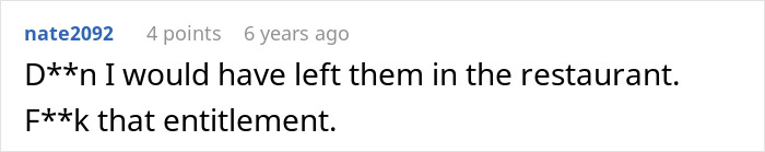 Screenshot of an online comment expressing frustration over entitlement in a situation where brother makes bil pay dinner.