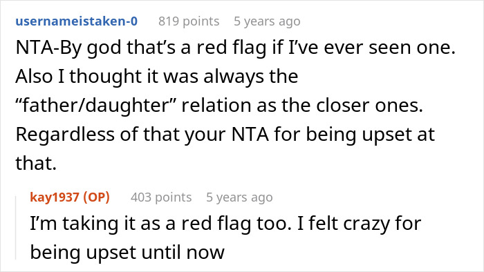 Screenshot of online comments discussing a red flag in a boyfriend’s comment about future kids, upsetting the woman. Screenshot of online comments discussing a red flag in a boyfriend’s comment about future kids, upsetting the woman.