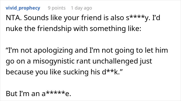 Reddit comment discussing a toxic man's rant about traditional wives and challenged misogynistic logic online.