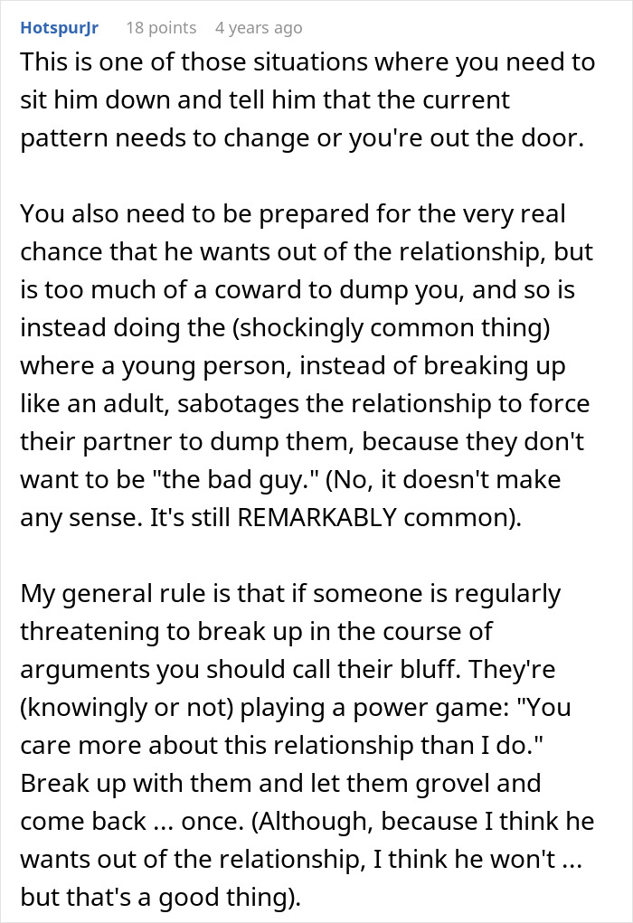 Comment about relationship breakup advice involving cheating and astrology-obsessed friend with Cancer zodiac reference.