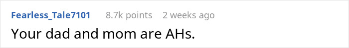 Screenshot of a social media comment saying Your dad and mom are AHs in a casual forum post. Screenshot of a social media comment saying Your dad and mom are AHs in a casual forum post.