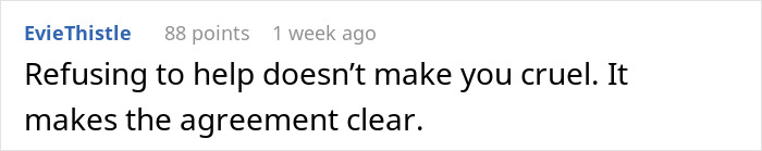 Comment text on a white background discussing clarity in agreements related to dog care home drama situations.