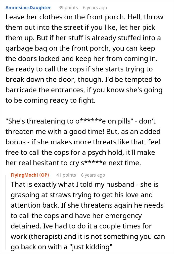 Screenshot of an online discussion about MIL poisoning family dog and verbal attacks leading to exclusion from the house and life.