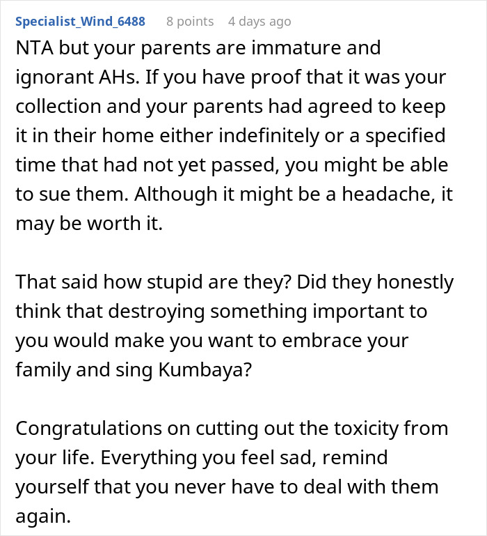 Comment about man cutting off parents after their revenge following his plans for a small wedding, discussing family conflict and toxicity. Comment about man cutting off parents after their revenge following his plans for a small wedding, discussing family conflict and toxicity.