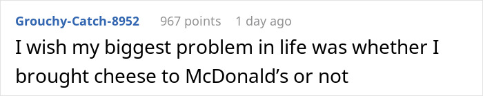 Screenshot of a social media post discussing a problem about bringing cheese to McDonald&rsquo;s drive thru.
