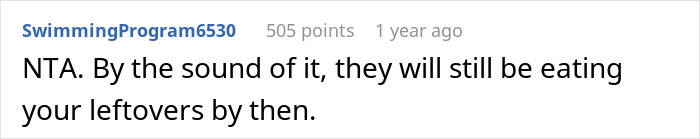 Screenshot of a forum comment discussing a Thanksgiving host left shocked when family clears leftovers, leaving an empty fridge.