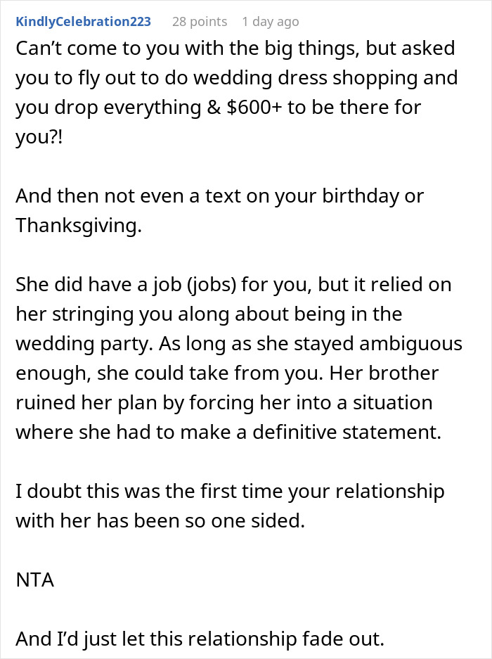 Text post discussing wedding dress shopping and the emotional strain leading to a painful friendship wake-up call. Text post discussing wedding dress shopping and the emotional strain leading to a painful friendship wake-up call.