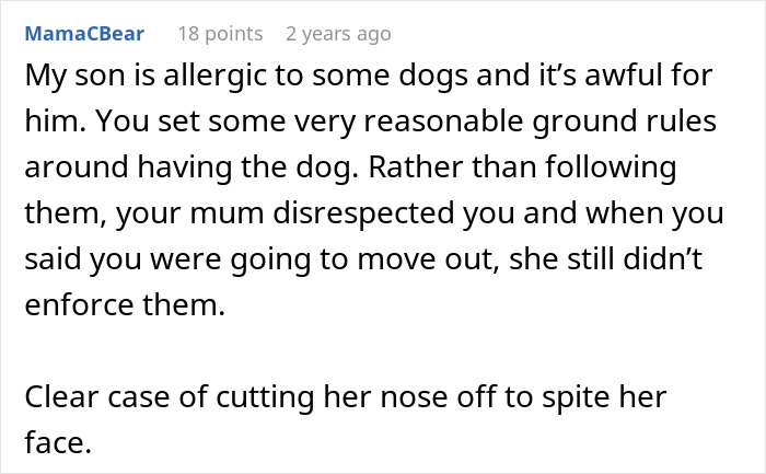 Text conversation discussing family conflict over 23-year-old moving out and leaving mom without childcare options.