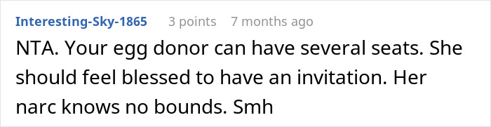 Screenshot of an online comment discussing a bio mom&rsquo;s reaction to daughter honoring dad&rsquo;s bestie as mom at her wedding