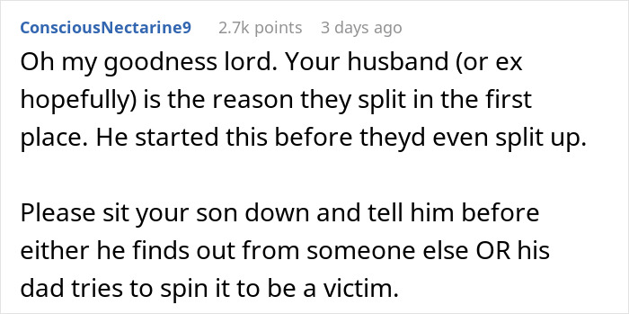 Text post from a Reddit user discussing a man unsure if affair partner's baby is his child or grandchild.