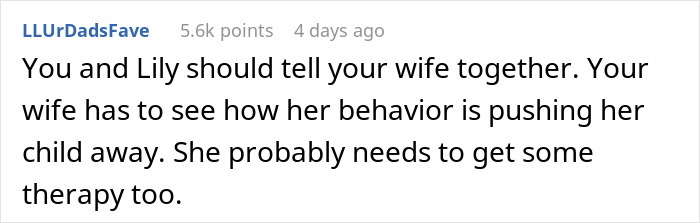 Comment advising communication and therapy to address wife’s transphobic behavior after son comes out, impacting family. Comment advising communication and therapy to address wife’s transphobic behavior after son comes out, impacting family.