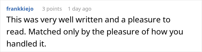 Reddit comment praising a well-written story about an entitled waitress and staff serving a perfect dish of revenge. Reddit comment praising a well-written story about an entitled waitress and staff serving a perfect dish of revenge.