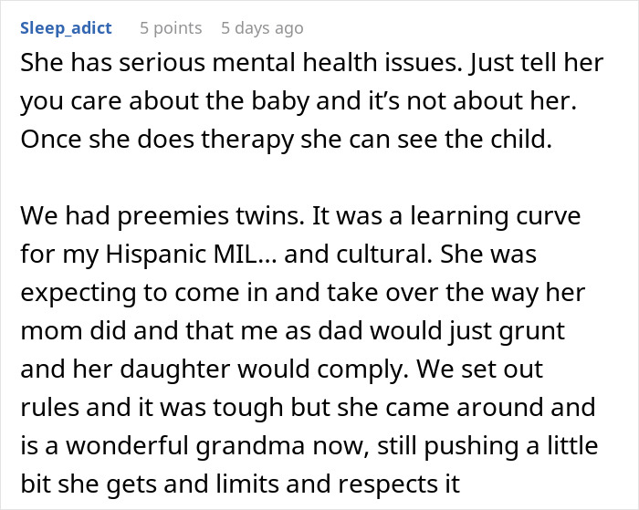 Comment discussing MIL refusing to believe premature birth, highlighting family conflict and mental health issues. Comment discussing MIL refusing to believe premature birth, highlighting family conflict and mental health issues.