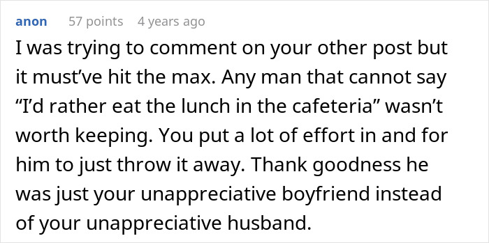 Upset woman confronts boyfriend throwing away cooked lunches, showing frustration over unappreciated efforts.