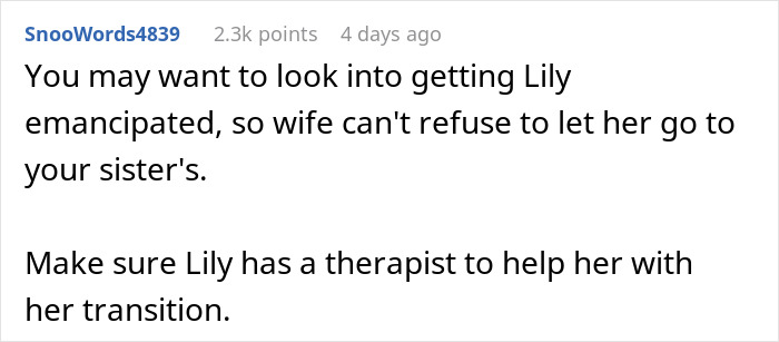 Text post discussing concerns about a wife’s transphobic reaction after son’s transition and family struggles. Text post discussing concerns about a wife’s transphobic reaction after son’s transition and family struggles.