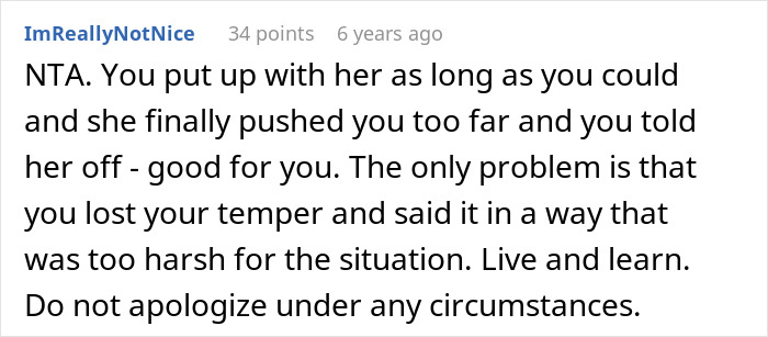 Comment from user ImReallyNotNice supporting woman fed up with coworker preaching body positivity while skinny-shaming.