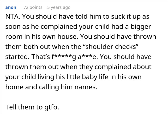 Comment from anon advising a woman dealing with entitled behavior from her brother and his wife, suggesting she set boundaries firmly. Comment from anon advising a woman dealing with entitled behavior from her brother and his wife, suggesting she set boundaries firmly.