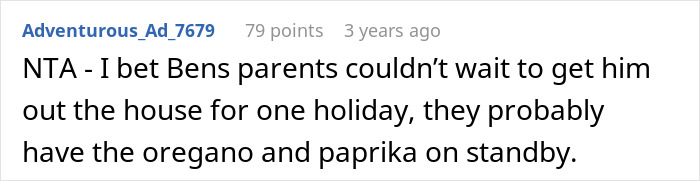Reddit comment discussing picky eater demanding brother&rsquo;s in-laws change Christmas menu and receiving a reality check.