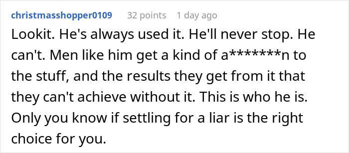 Screenshot of a Reddit comment discussing trust issues and the impact of lies on future child's health concerns. Screenshot of a Reddit comment discussing trust issues and the impact of lies on future child's health concerns.