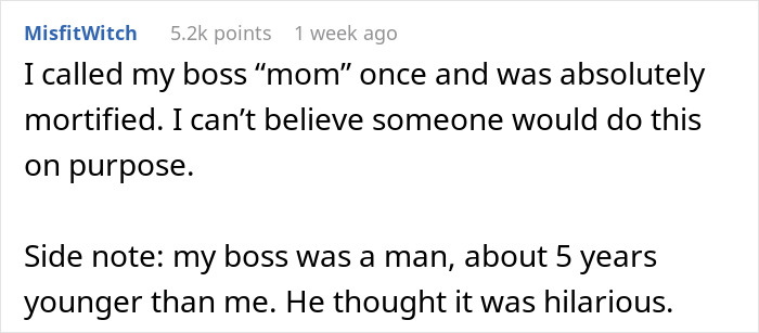 Excerpt from a woman weirded out as coworker insists on calling her his work mom in a text post.
