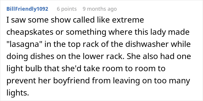 Comment about cooking lasagna in dishwasher causing confusion about cooking food in dishwasher and its nastiness.