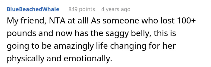 Reddit user sharing support for niece&rsquo;s tummy tuck journey in aunt pay niece tummy tuck drama discussion thread.